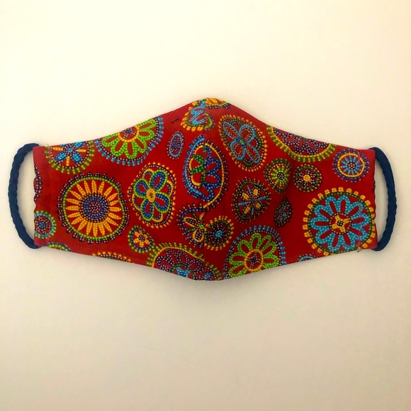 Red Beaded Flowers Face Mask for kids and adults - Picture 2 of 3